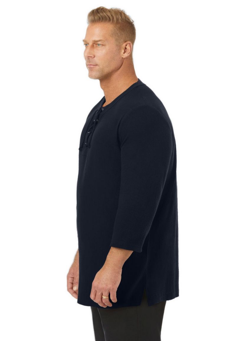 Men's Gauze Lace-Up Shirt