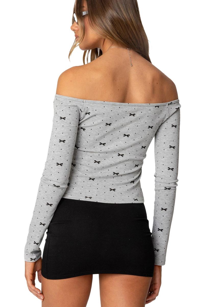 Women's Ryna Bows and Dots Off Shoulder Top