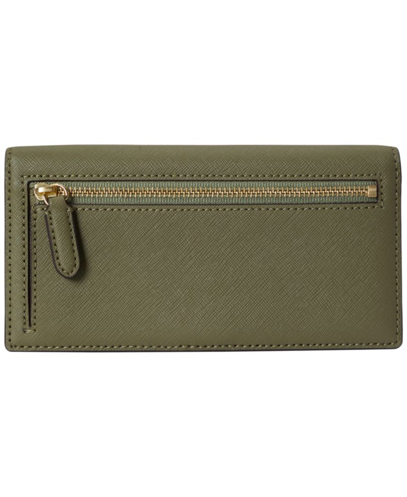 Crosshatch Leather Slim Mini Snap Closure Wallet
