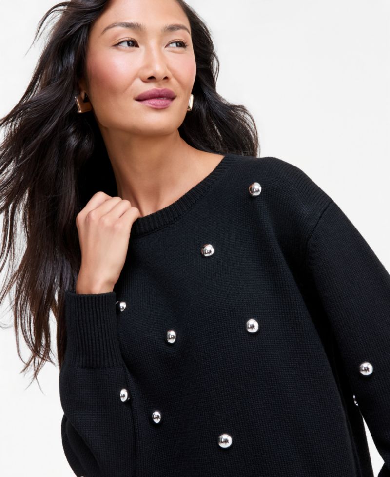 Women's Long-Sleeve Grommet Sweater