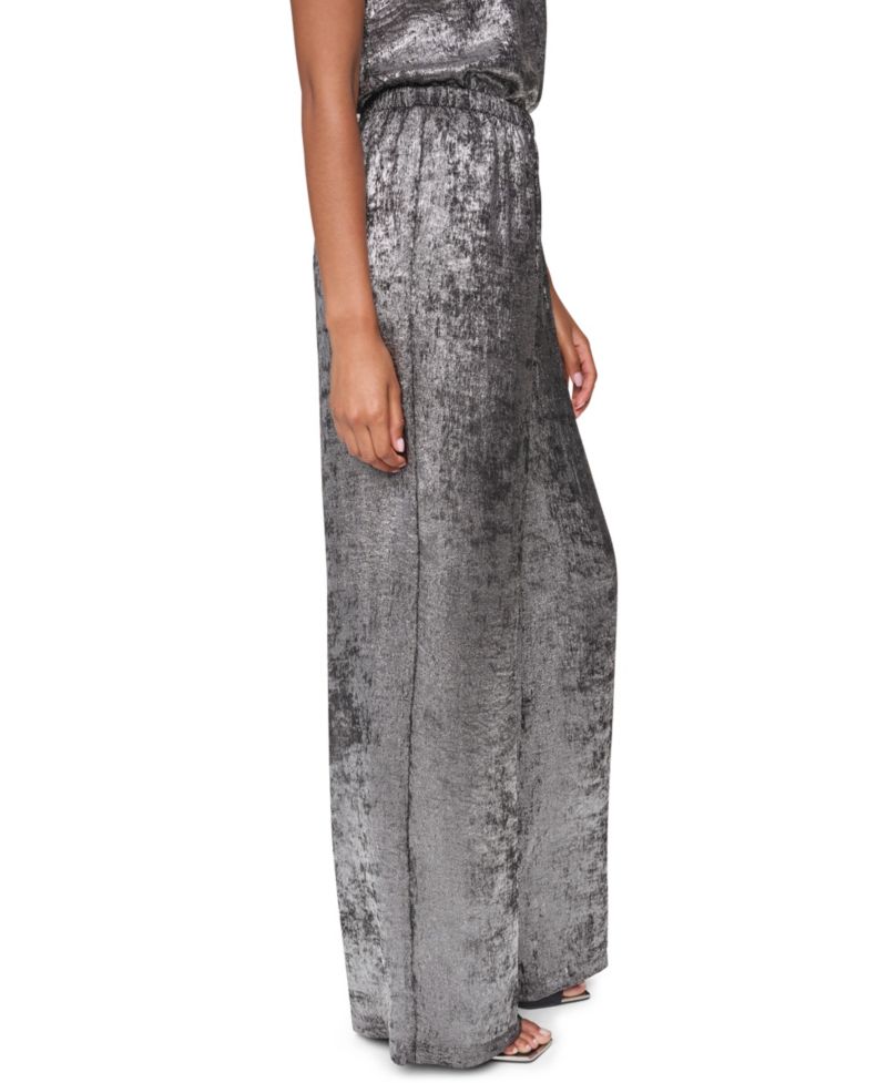 Women's Empire State Steel Pull Velvet High-Rise Wide-Leg Pants