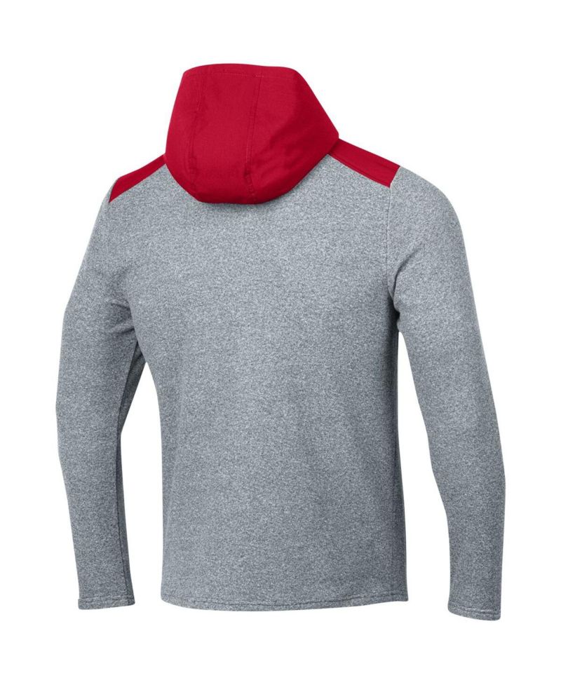 Men's Gray Wisconsin Badgers Survivor Fleece Hoodie Quarter-Zip Jacket