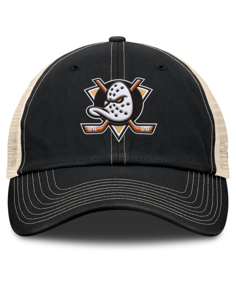 Men's Black/Natural Anaheim Ducks Rival Trucker Adjustable Hat