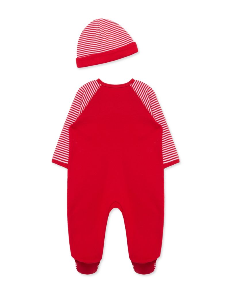 Baby Boys' Train Gift Embroidered Footed Coveralls and Hat, 2-Piece Set