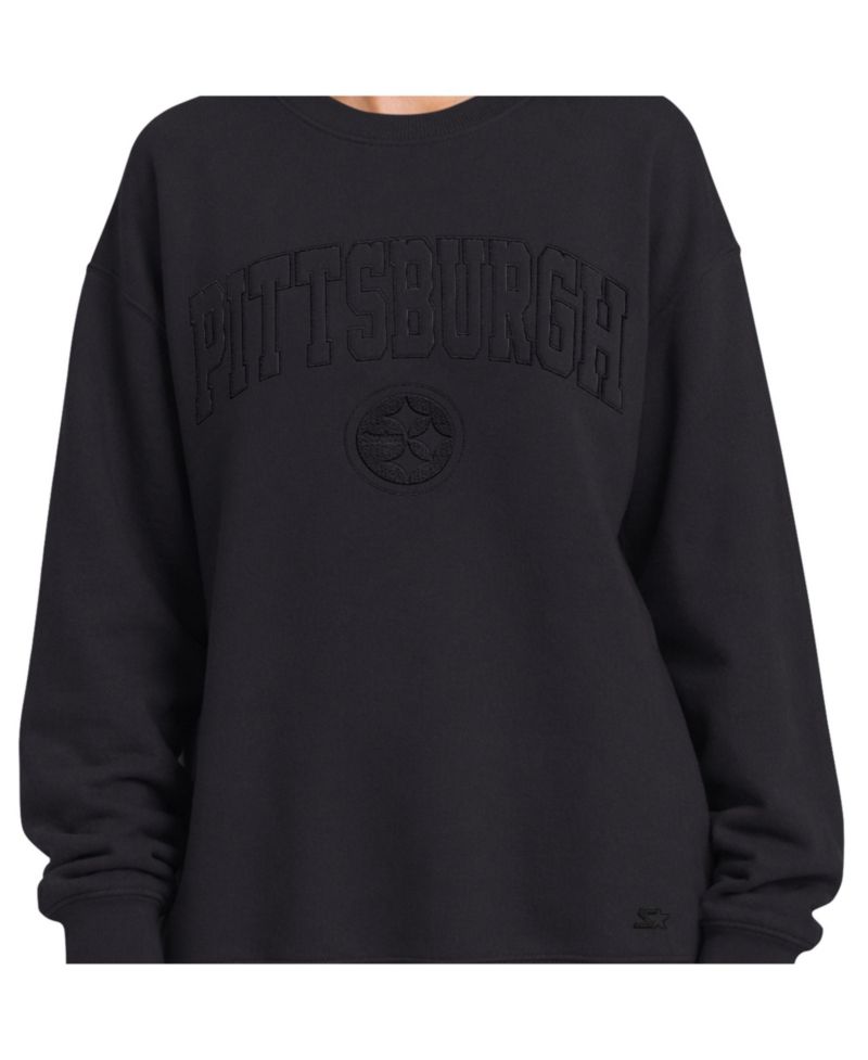 Women's Black Pittsburgh Steelers Athleisure Oversized Fleece Sweatshirt