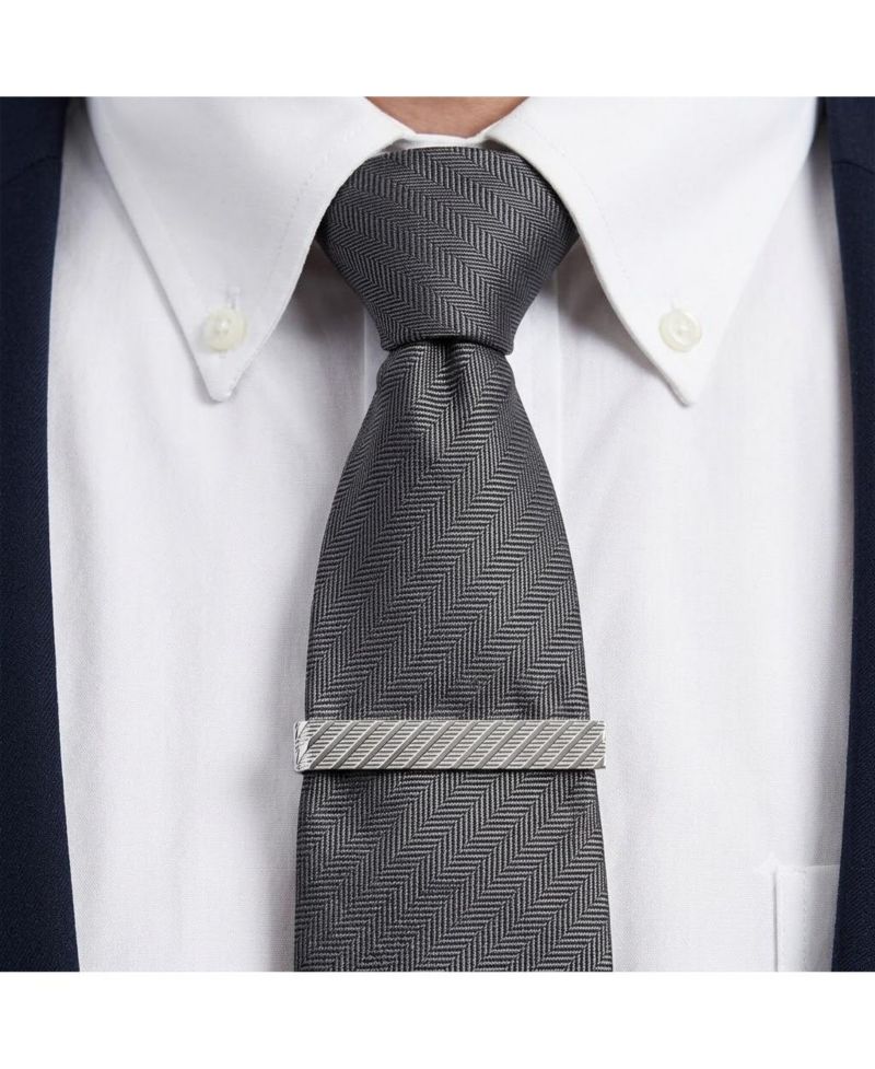 Men's Diagonal Textured Wide Tie Bar