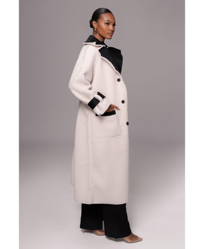 Women's Suede And Sherpa Reversible Coat