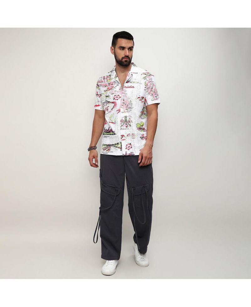 Men's Chalk White:Blush Pink Maps Shirt