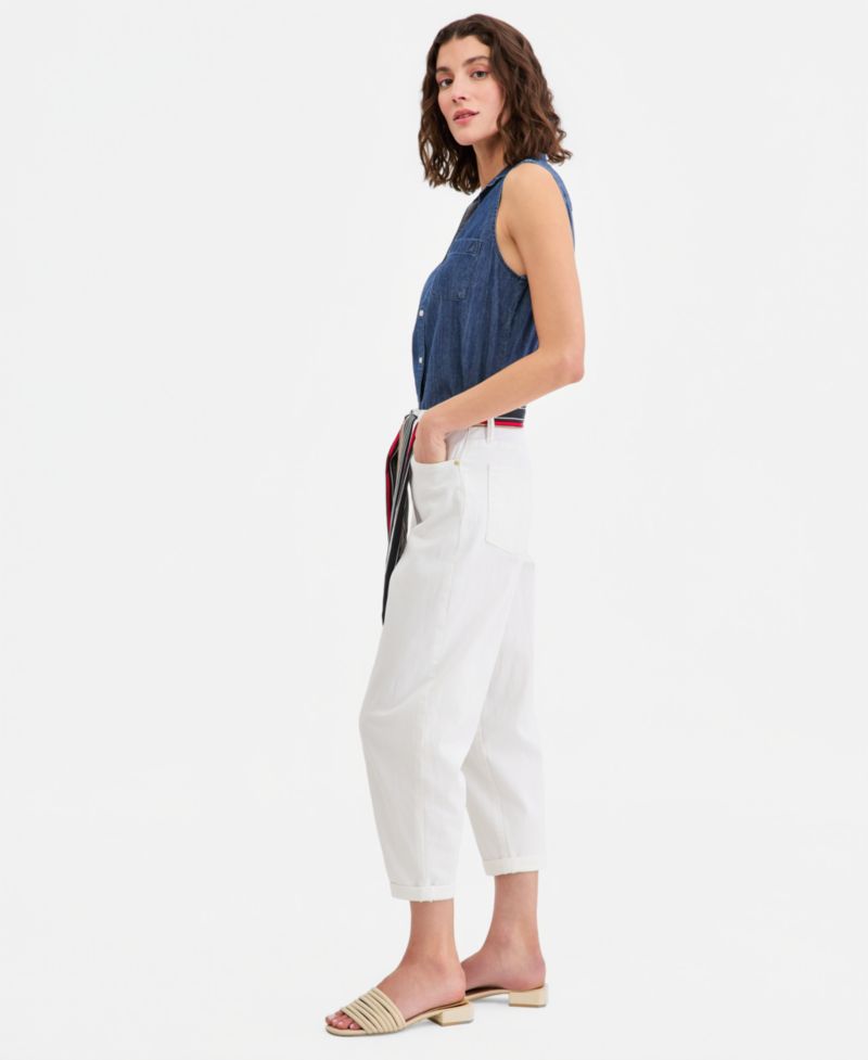 Women's Belted Carrot-Leg Jeans