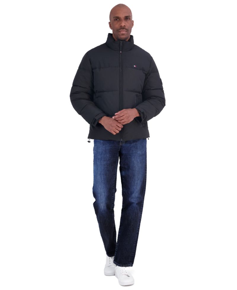 Men's Unhood Mix Media Puffer Jacket