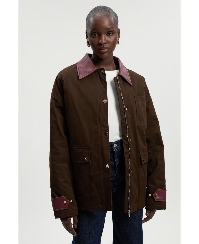 Quilted Contrast Collar Barn Jacket