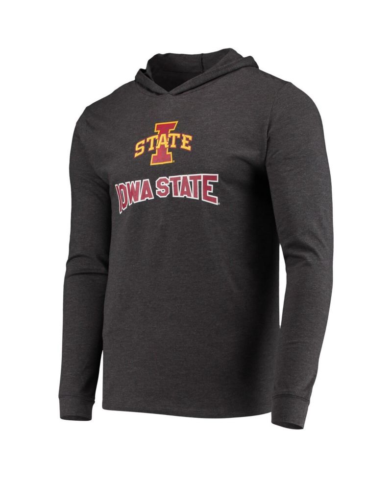 Men's Cardinal, Charcoal Iowa State Cyclones Meter Long Sleeve Hoodie T-shirt and Jogger Pants Sleep Set