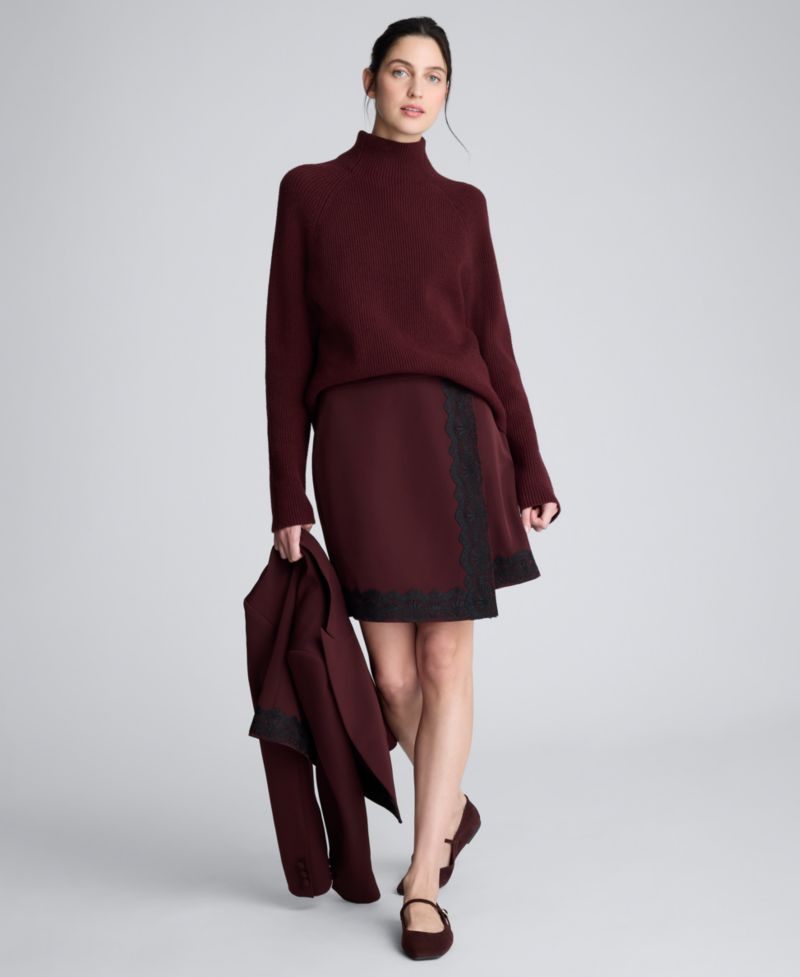 Women's Lace Trim Asymmetric Wrap Skirt