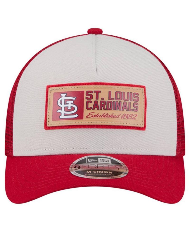 Men's Stone/Red St. Louis Cardinals Text A-Frame Trucker 9FORTY Hat