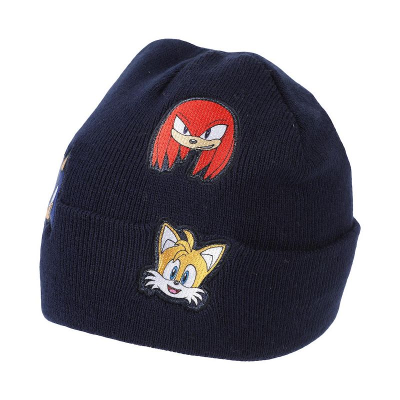 Men's Printed Character Patches Navy Cuff Beanie