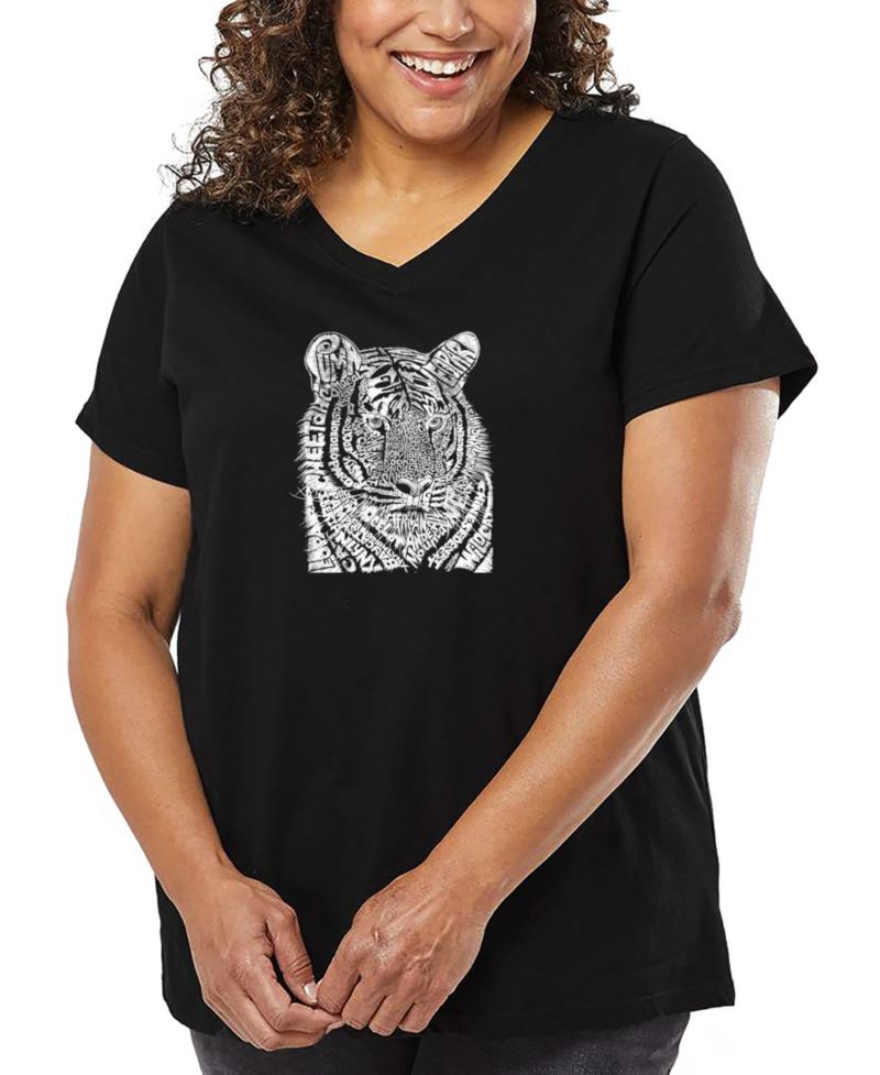 Plus Size Big CatsWord Art V-Neck T-Shirt