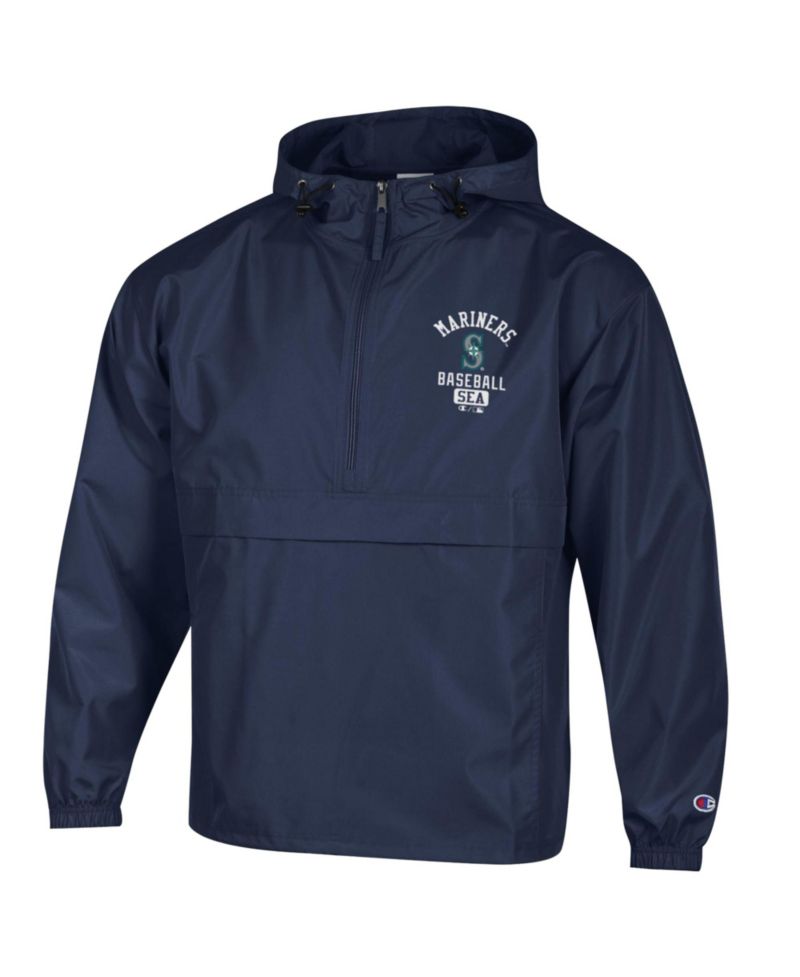 Men's Navy Seattle Mariners Packable Windbreaker Half-Zip Jacket