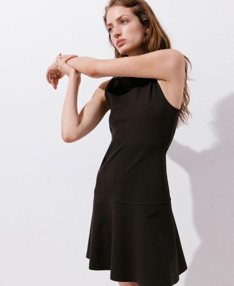 Women's Fit & Flare Mini Ruffled Hem Dress