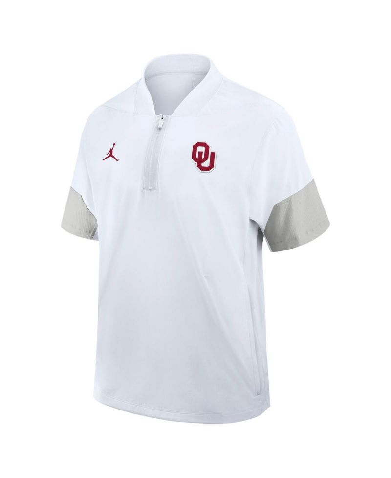 Men's White Oklahoma Sooners 2025 Sideline Coaches Lightweight Short Sleeve Jacket