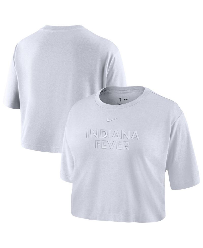 Women's White Indiana Fever Basketball Tonal Wordmark Cropped T-Shirt