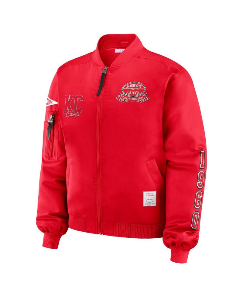 Women's Red Kansas City Chiefs Patch Full-Zip Bomber Jacket
