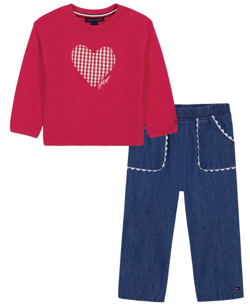 Baby Girls' Long-Sleeve T-Shirt and Pants, 2-Piece Set