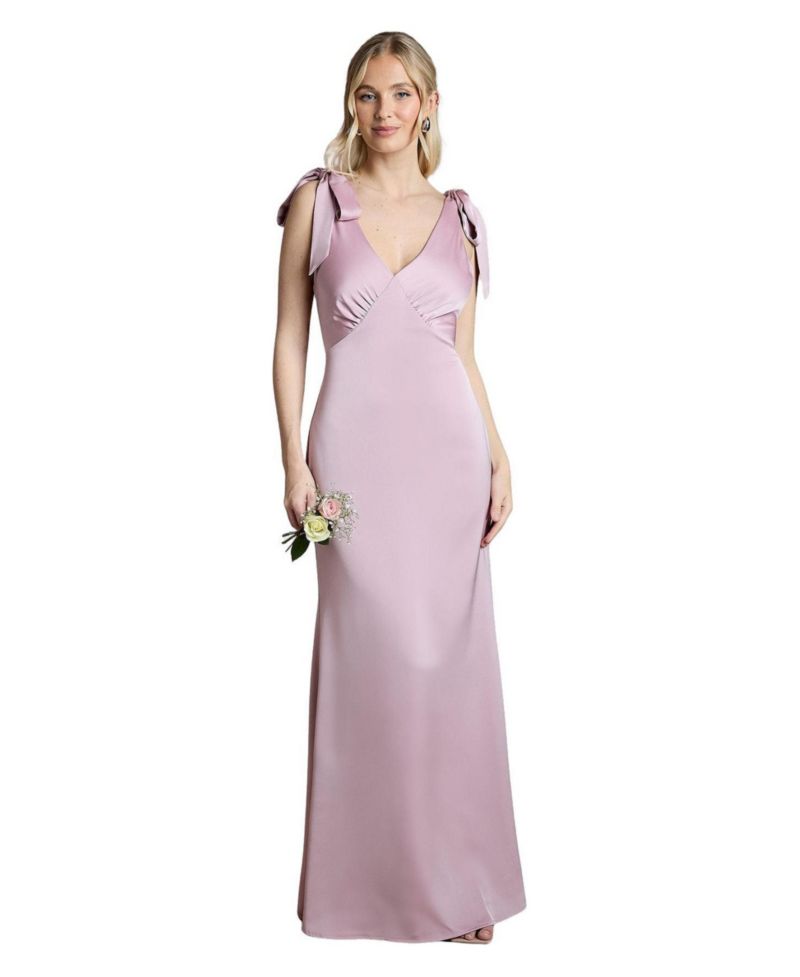 Women's V-Neck Crepe Maxi Dress