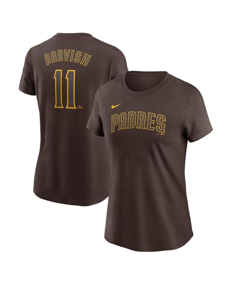 Women's Yu Darvish Brown San Diego Padres Fuse Name & Number T-Shirt
