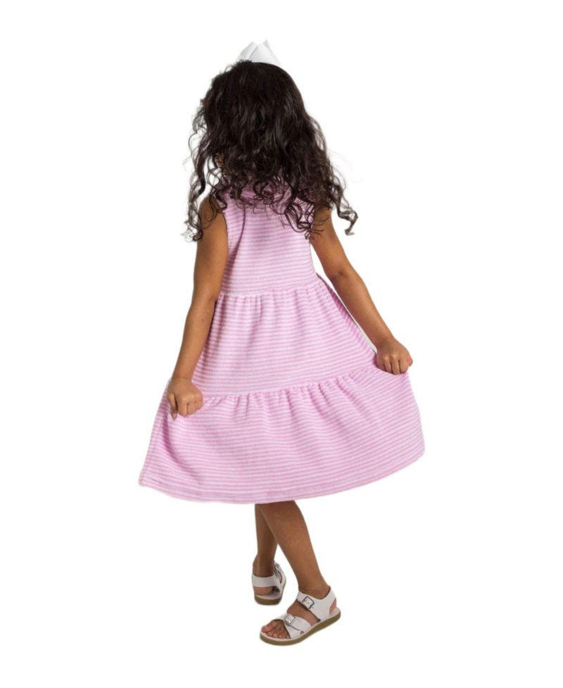 Little Girls Stripe Terry Dress with Flowers