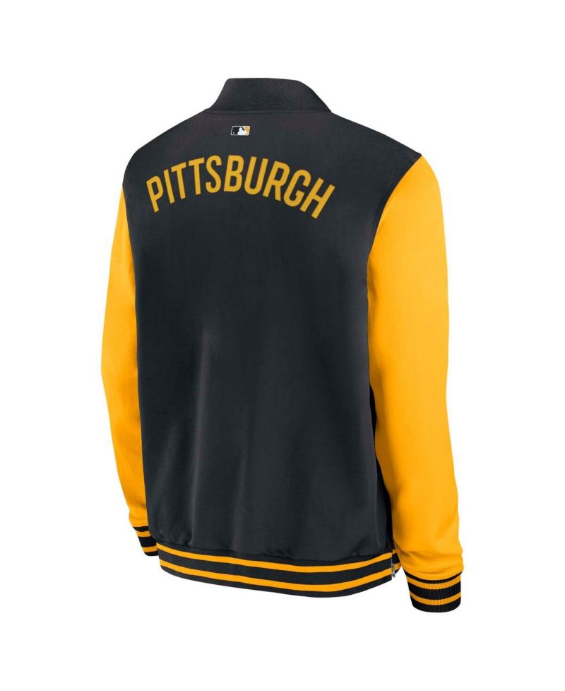 Men's Black/Gold Pittsburgh Pirates Authentic Collection Dugout Full-Zip Bomber Jacket