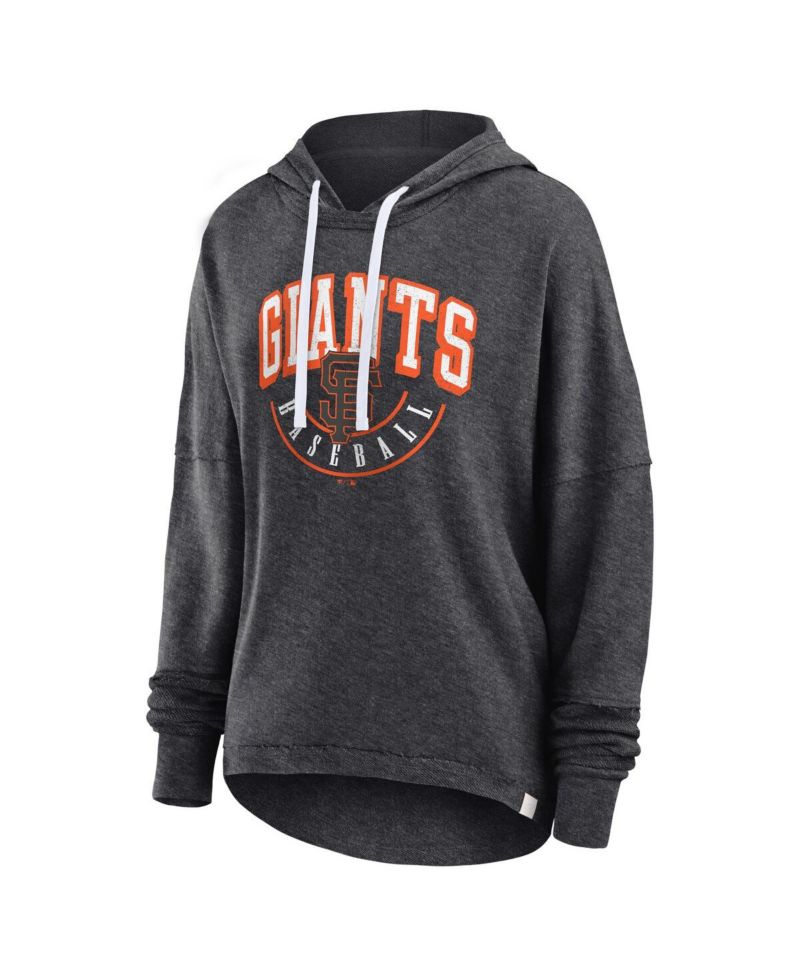 Women's Heather Charcoal Distressed San Francisco Giants Luxe Pullover Hoodie