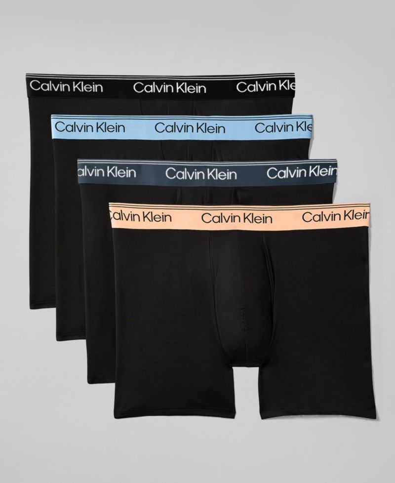 Men's Microfiber Stretch Boxer Briefs Underwear, 4-Pack