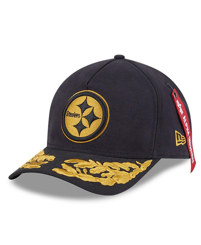 Men's Black Pittsburgh Steelers A-Frame 9FORTY Adjustable Hat