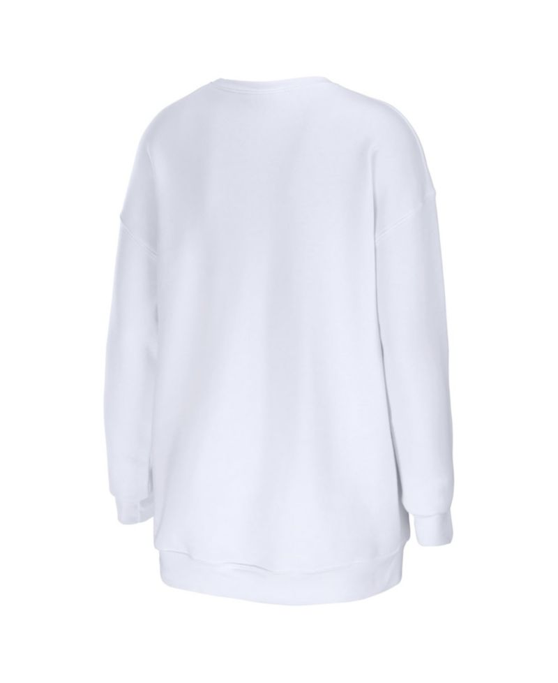 Women's White Philadelphia Eagles Oversized Pullover Sweatshirt