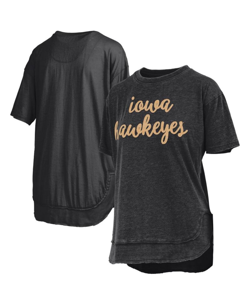 Women's Black Iowa Hawkeyes Poncho T-Shirt