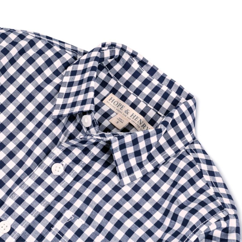 Baby Boys Hope and Henry Long Sleeve Stretch Poplin Roll-Up Button Down Shirt