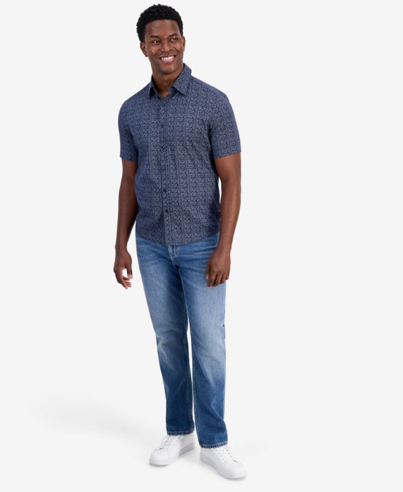 Men's Short-Sleeve Perfect Leaf Button-Up Shirt