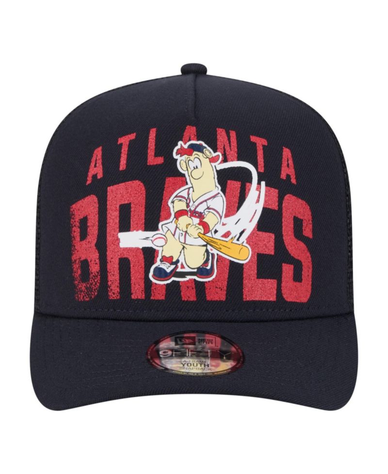 Big Boys and Girls Navy Atlanta Braves Logo Fade A-Frame 9FIFTY Snapback Hat