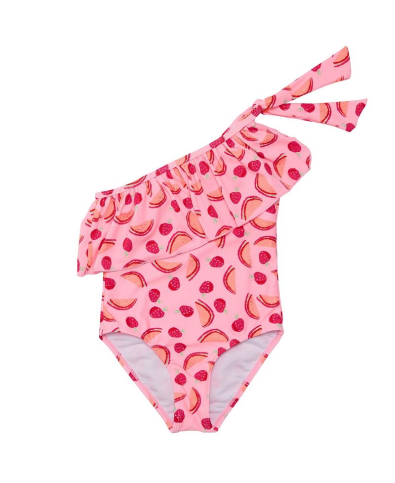 Little Girls Berry Sweet One Shoulder Swimsuit