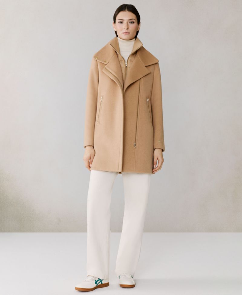 Women's Puffer-Bib Asymmetric Zip-Front Coat