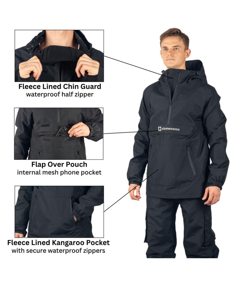 Men's Men Anorak Snowboard Jacket Waterproof Windproof Winter Sport Shell