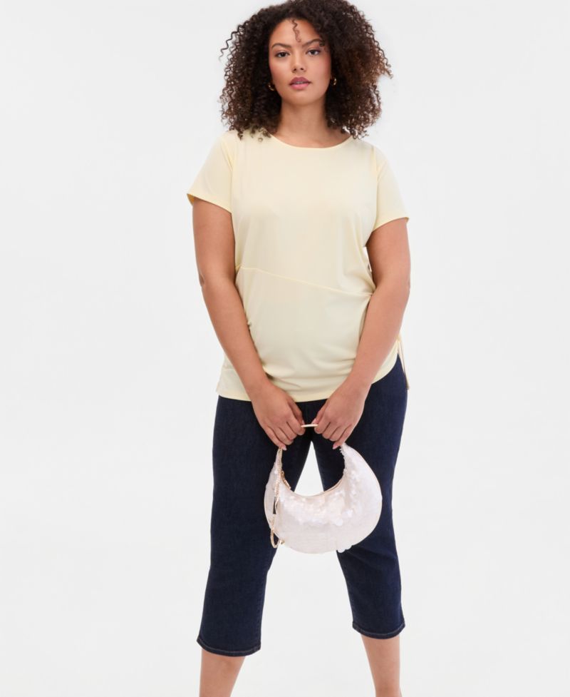 Plus Size Tie-Side Cap-Sleeve Top