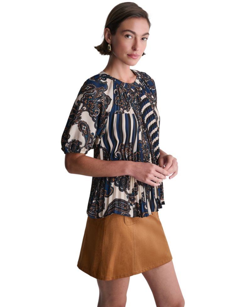 Women's Short-Sleeve Printed Raglan Blouse