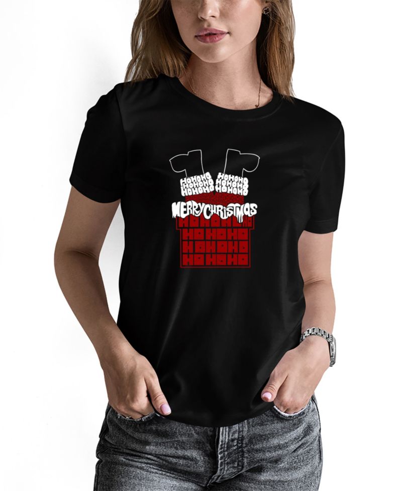 Women's Chimney Santa Word Art Long-Sleeve T-Shirt
