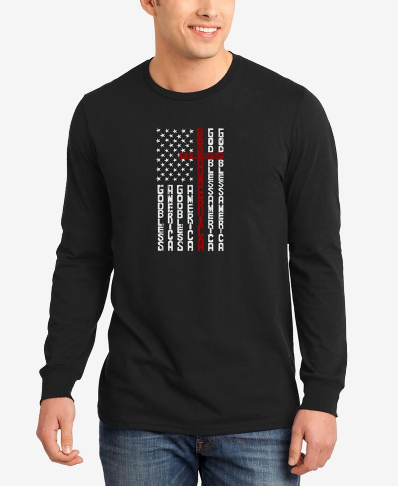 Men's Cross Flag Word Art Long Sleeve T-Shirt