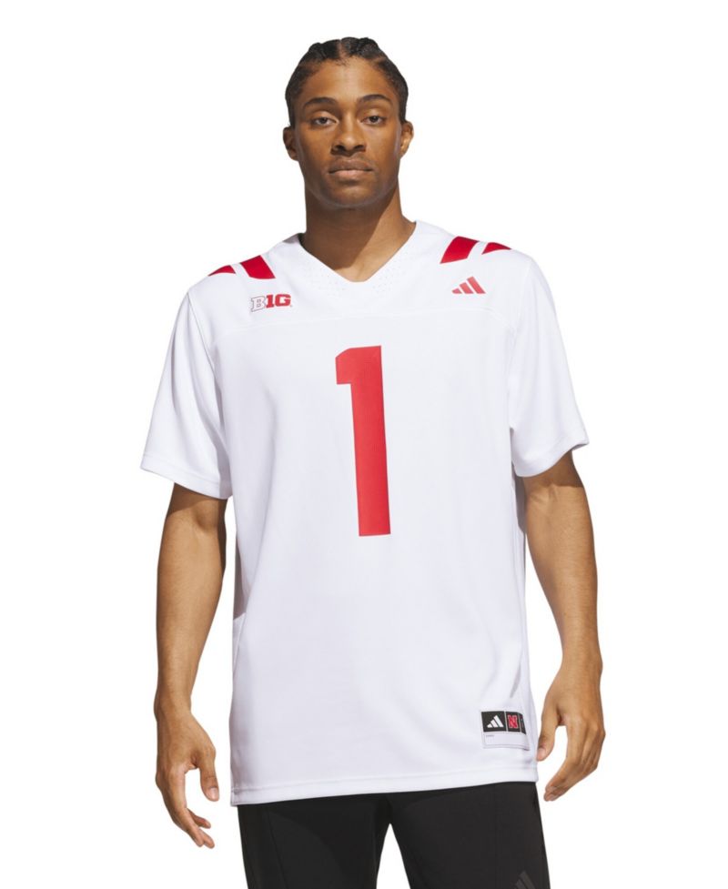 Men's #1 White Nebraska Huskers Away Premier Football Jersey