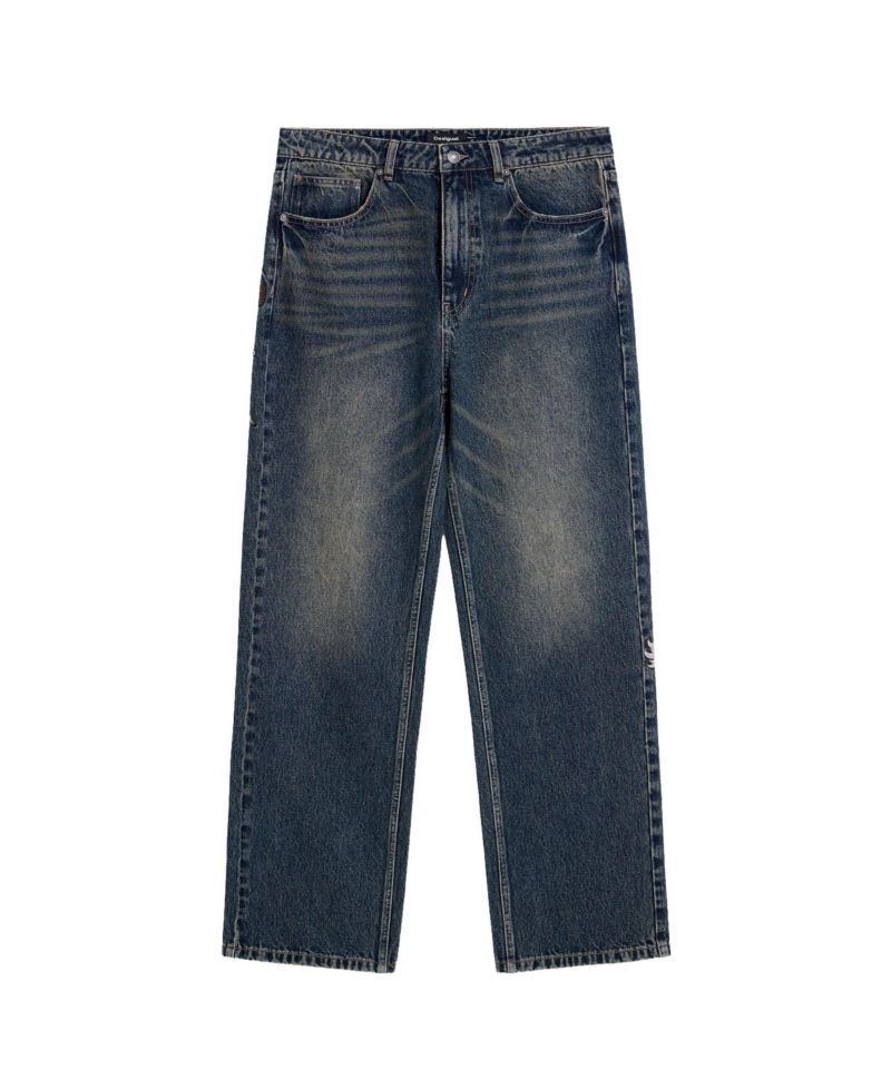 Men's Straight-Leg Embroidered Denim Jeans