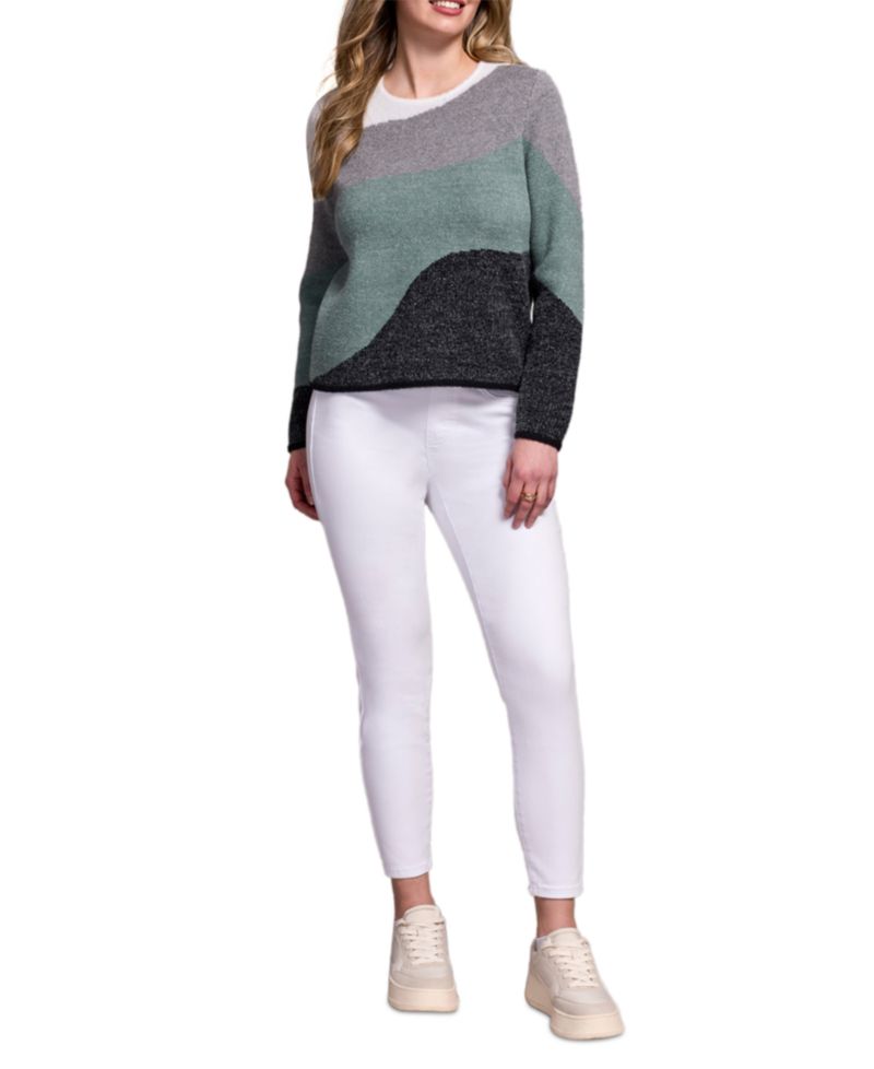 Women's Fuzzy Double Knit Crew Neck Sweater