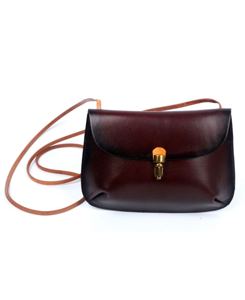 Ada Small Leather Pushlock Crossbody Bag