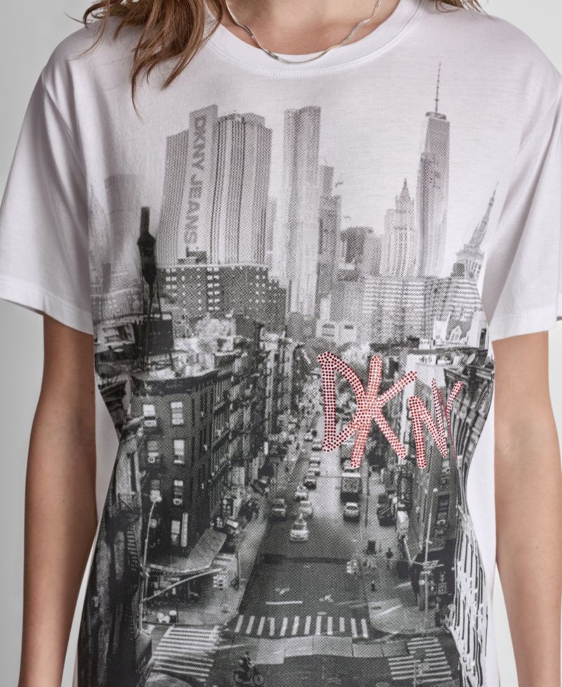Petite New York Stacked Sequin Logo Short-Sleeve T-Shirt